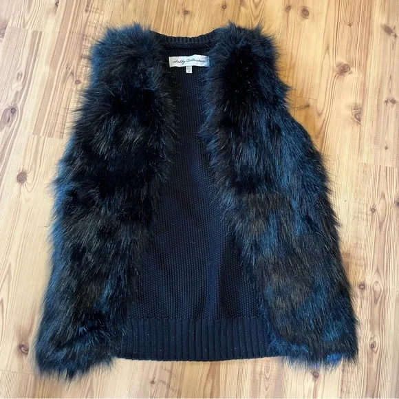 Sebby Collection Jackets Coats Black Faux Fur Vestbrand